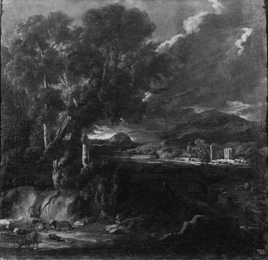 Paesaggio con armenti e tempio rotondo sullo sfondo - Dresda, Gemäldegalerie Alte Meister